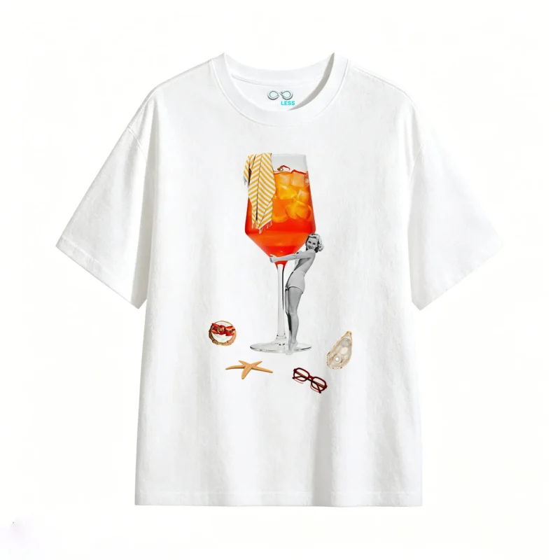 Remera Algodón Estampado Verano Diseño Vintage Cóctel Oversize