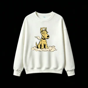 Sudadera Cuello Redondo Algodón Estampado Perro Angelito Diseño Premium Kawaii