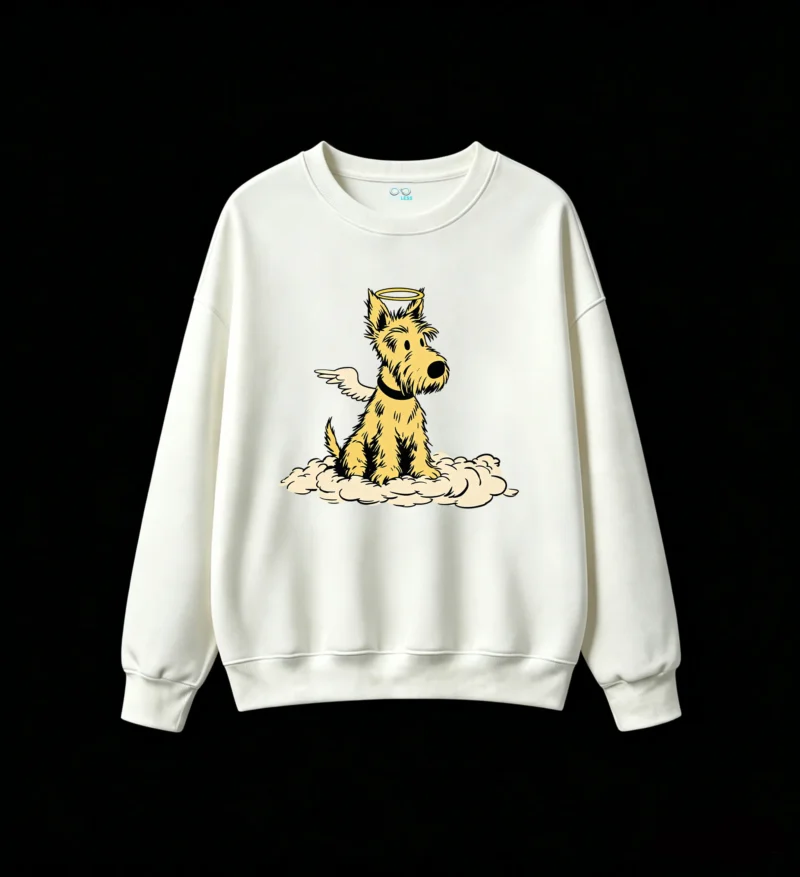 主图_2 Sudadera Cuello Redondo Algodón Estampado Perro Angelito Diseño Premium Kawaii