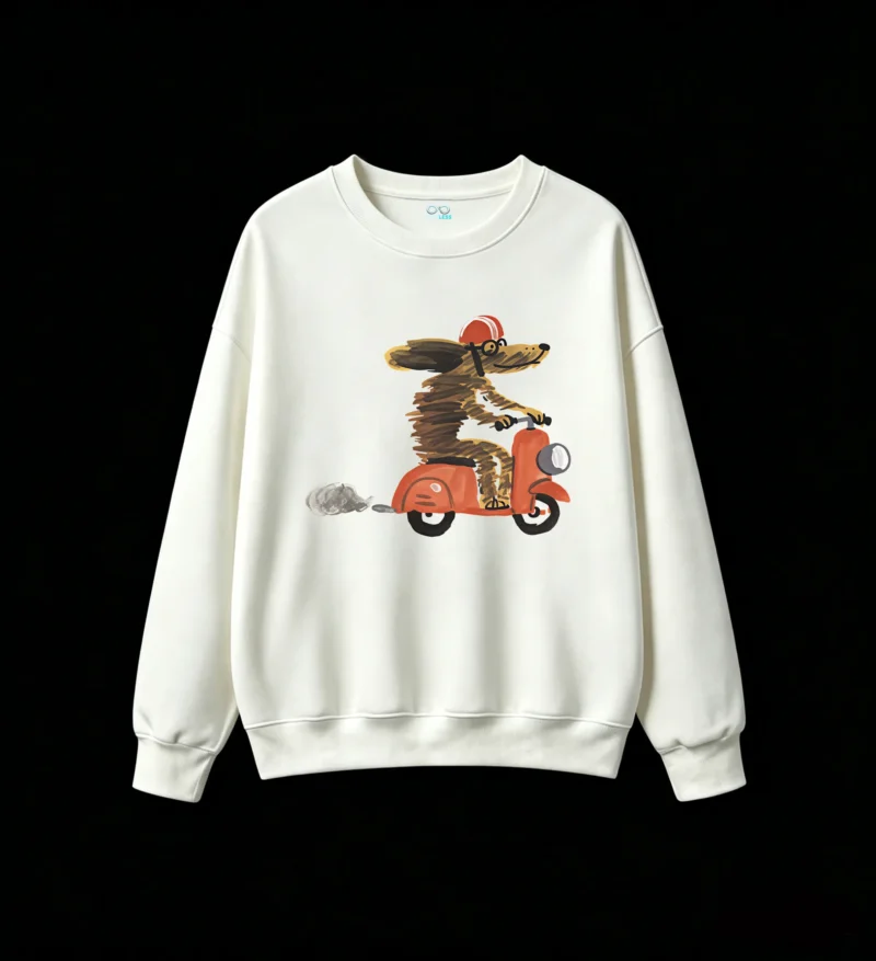 主图_2 Sudadera Cuello Redondo Algodón Estampada Perro Moto Diseño Casual Premium