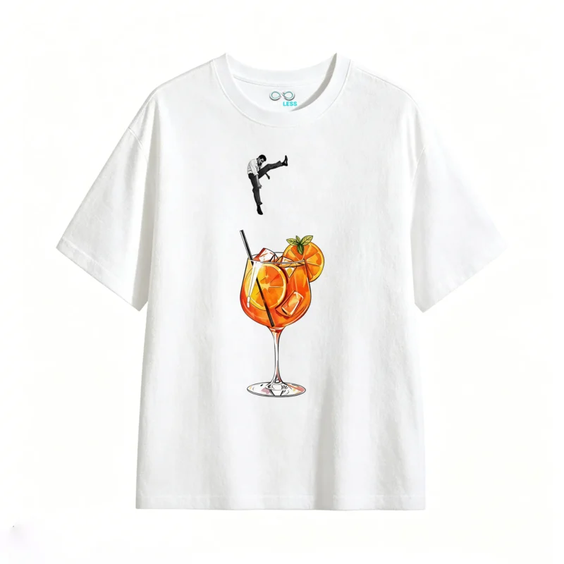 Remera Algodón Estampado Cóctel Naranja Verano Casual Premium