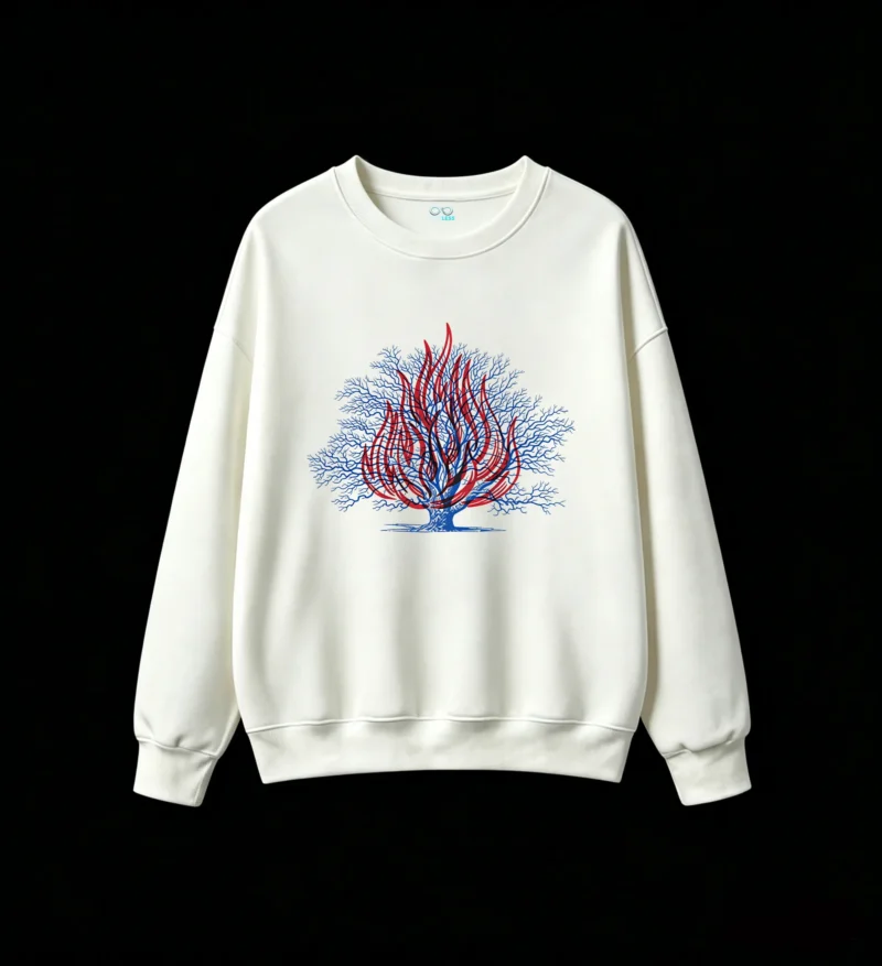主图_2 Sudadera Cuello Redondo Algodón Estampado Árbol Fuego Abstracto Casual Premium