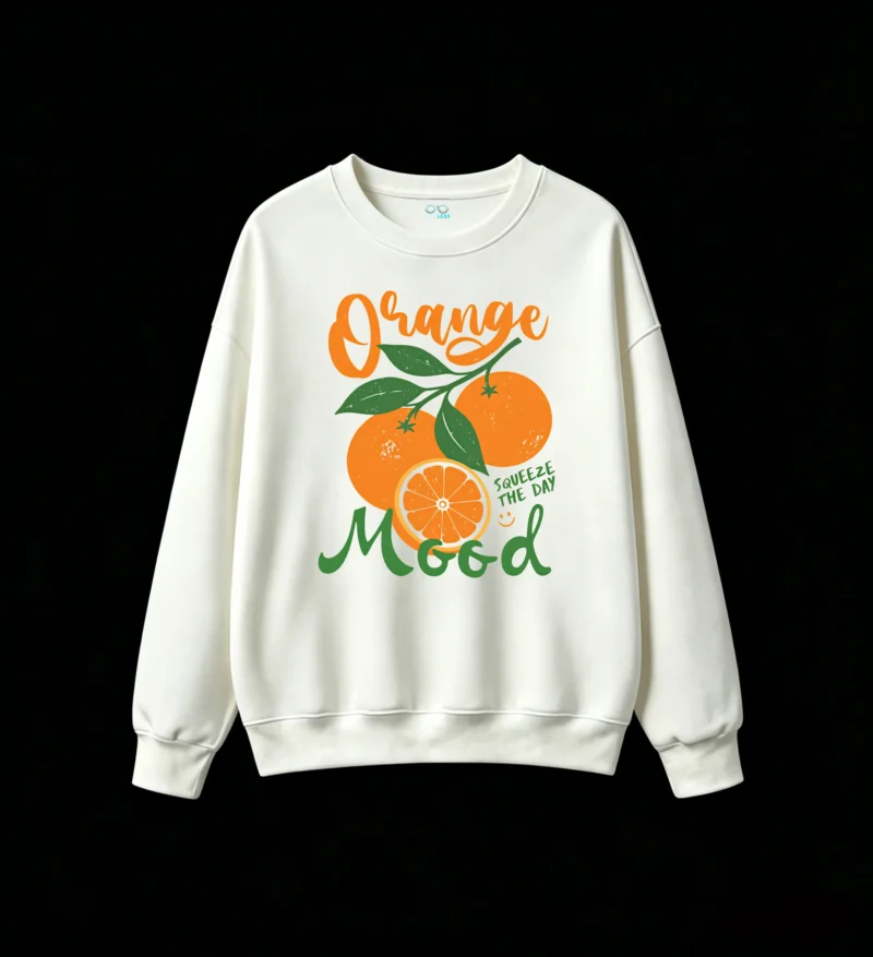 主图_2 Sudadera Cuello Redondo Algodón Estampado Naranjas Diseño Vintage Verano
