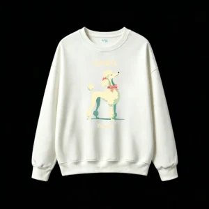 主图_2 Sudadera Cuello Redondo Algodón Estampado Poodle Vintage Retro Diseño Abril