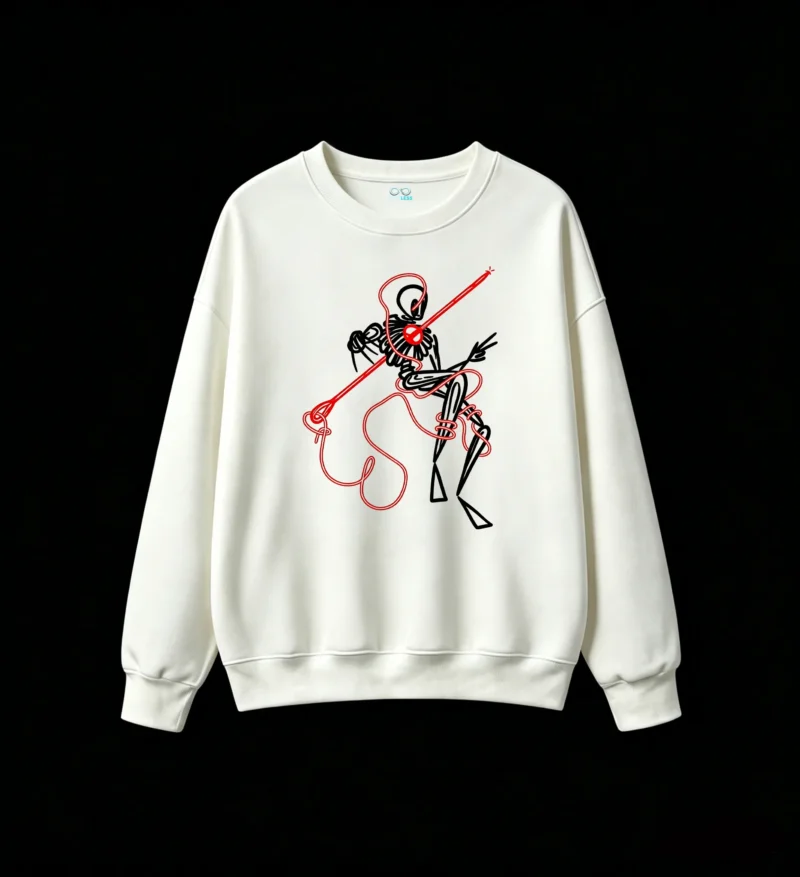 Sudadera Cuello Redondo Algodón Estampado Lineal Art Minimalista Calidad Premium