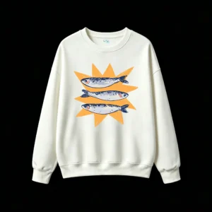 主图_2 Sudadera Cuello Redondo Algodón Estampado Sardinas Diseño Gráfico Casual