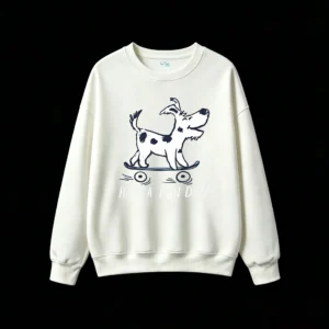 Sudadera Cuello Redondo Algodón Estampada Perro Skater Diseño Fun Day Casual