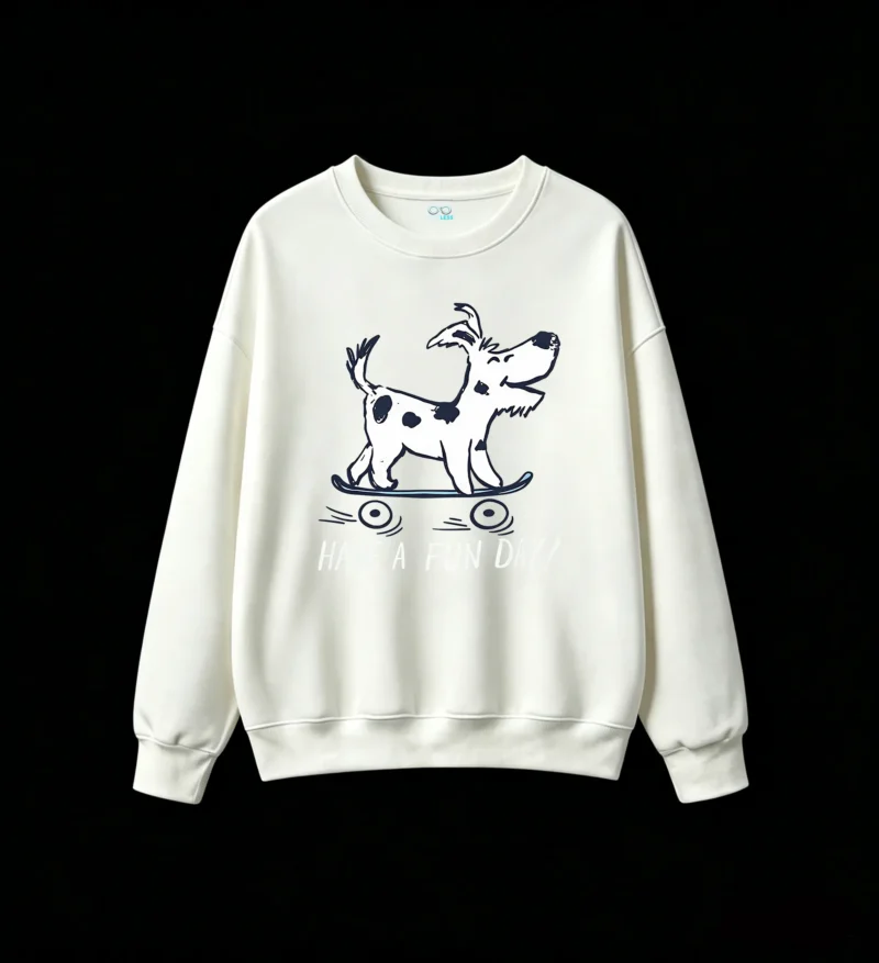 主图_2 Sudadera Cuello Redondo Algodón Estampada Perro Skater Diseño Fun Day Casual