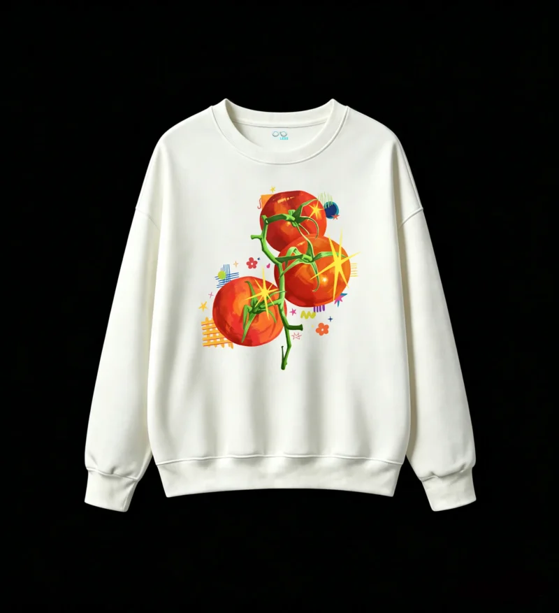 Sudadera Cuello Redondo Algodón Estampado Tomates Diseño Pop Art Original