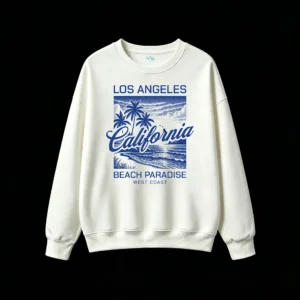 Sudadera Cuello Redondo Algodón Estampa California Playa Verano Casual Moda