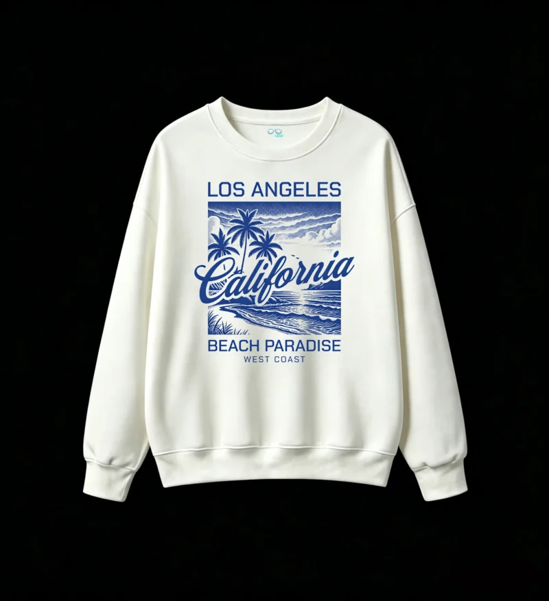 Sudadera Cuello Redondo Algodón Estampa California Playa Verano Casual Moda