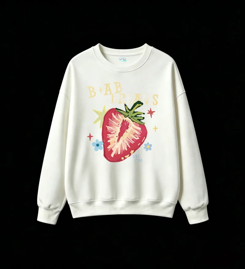 Sudadera Cuello Redondo B+AB Algodón Estampado Frutilla Oversize Estilo Y2K