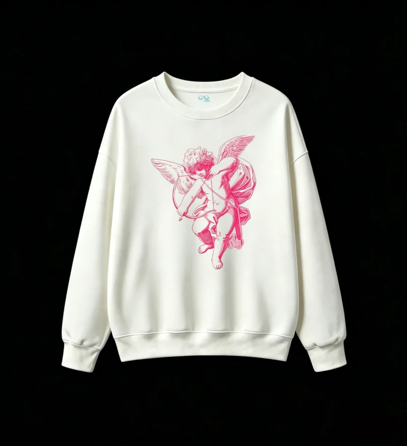 Sudadera Cuello Redondo Algodón Estampado Cupido Aesthetic Tendencia Premium