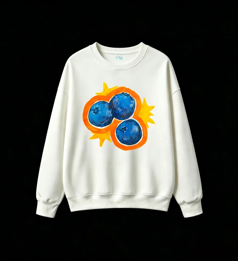 Sudadera Cuello Redondo Algodón Estampado Arándanos Arte Pop Casual Verano