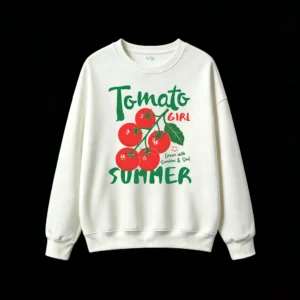 主图_2 Sudadera Cuello Redondo Algodón Estampado Tomate Diseño Verano Casual Moda