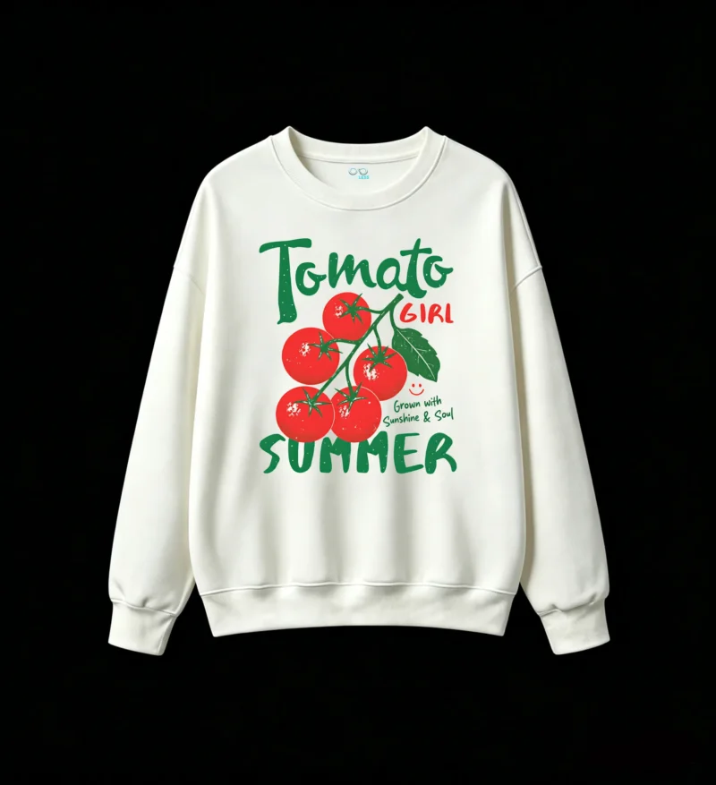 Sudadera Cuello Redondo Algodón Estampado Tomate Diseño Verano Casual Moda
