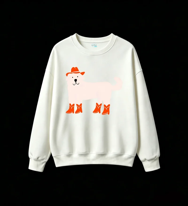 主图_2 Sudadera Cuello Redondo Algodón Estampado Perro Cowboy Diseño Oversize Tendencia
