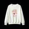 Sudadera Cuello Redondo Algodón Estampado Árbol Rojo Diseño Abstracto Premium