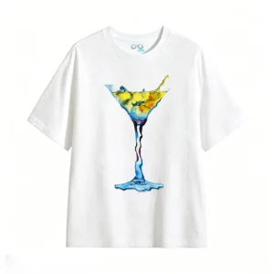 主图_2 Remera Algodón Diseño Martini Arte Abstracto Estampado Top