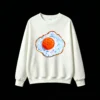 Sudadera Cuello Redondo Algodón Estampado Huevo Frito Diseño Artístico Pop