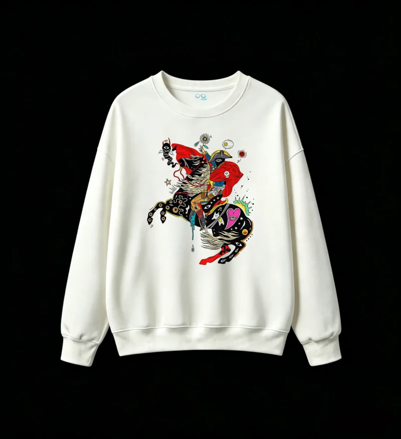Sudadera Cuello Redondo Algodón Estampado Napoleón Arte Psicodélico Premium