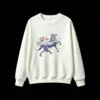 Sudadera Cuello Redondo Algodón Estampado Caballo Flores Vintage Premium