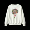 Sudadera Cuello Redondo Algodón Estampado Ramo Flores Gatitos Kawaii Casual