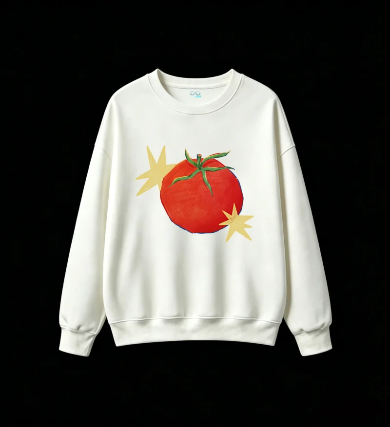 Sudadera Cuello Redondo Algodón Estampado Tomate Diseño Pop Art Casual 100%
