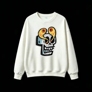 Sudadera Cuello Redondo Algodón Estampado Calavera Estilo Urbano Premium