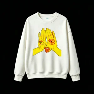 Sudadera Cuello Redondo Algodón Estampada Arte Psicodélico Diseño Ojos Full