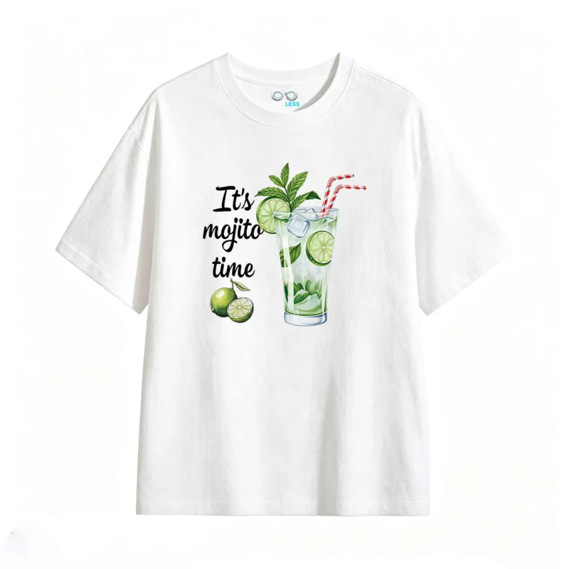 主图_2 Remera Algodón Estampado Mojito Trago Verano Fresco Trendy
