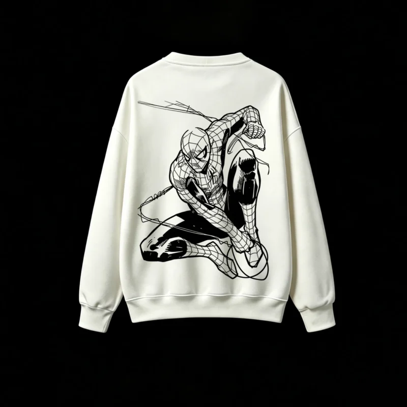 SUDADERA CUELLO REDONDO SPIDER-MAN DOBLE ESTAMPADO TRAZO CÓMIC UNISEX