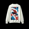 圆领白背面展示 BUZO CUELLO REDONDO UNISEX SPIDERMAN, ESTAMPADO DOBLE ESTILO CÓMIC
