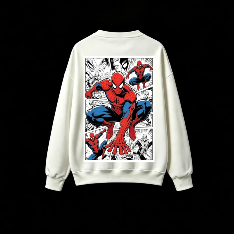 SUDADERA SIN CAPUCHA ESTAMPADO DOBLE DE SPIDER-MAN ESTILO CÓMIC AMERICANO