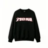圆领黑正面展示 BUZO CUELLO REDONDO SPIDER-MAN DOBLE ESTAMPADO CÓMIC RETRO URBANO UNISEX