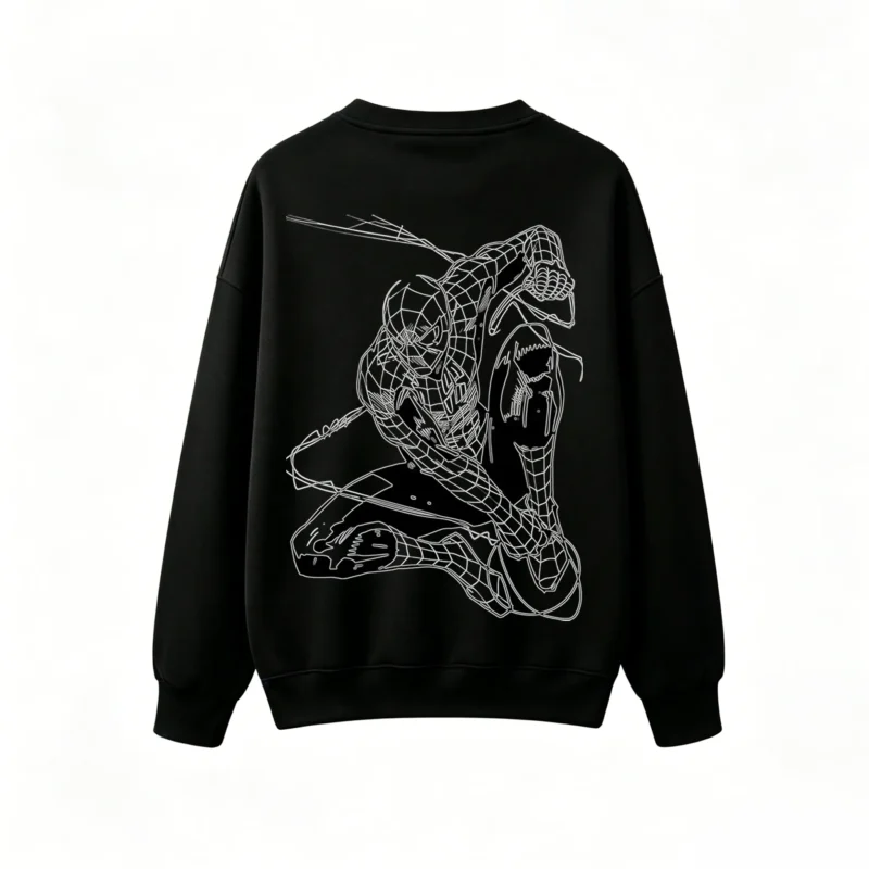 SUDADERA CUELLO REDONDO SPIDER-MAN DOBLE ESTAMPADO TRAZO CÓMIC UNISEX