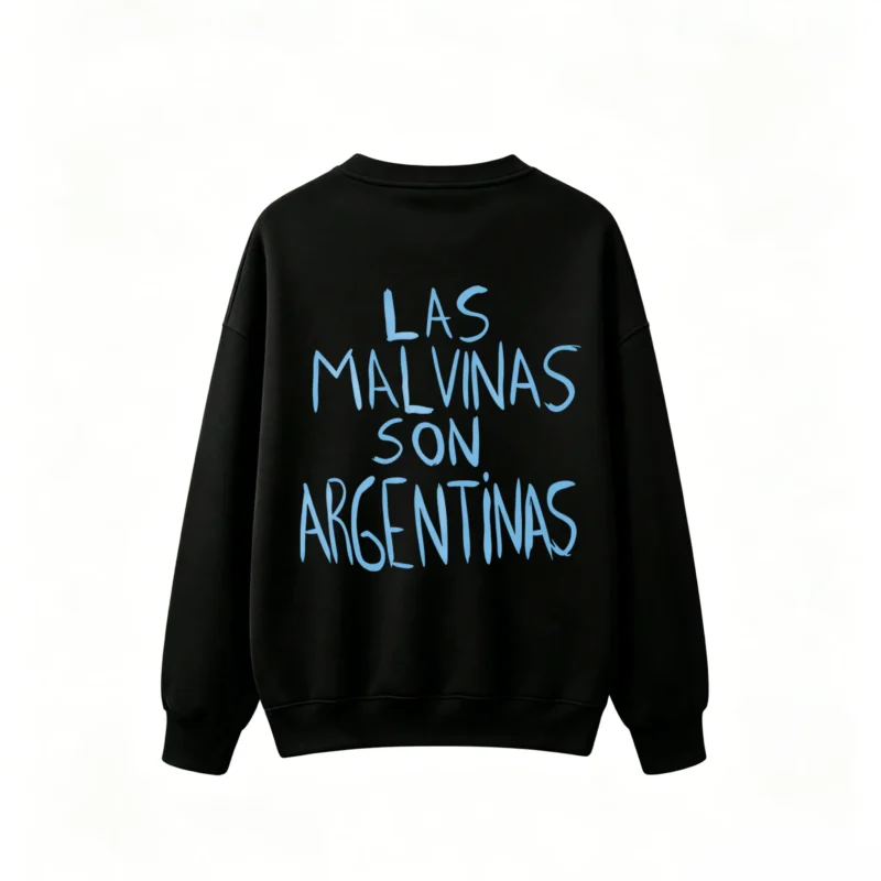 BUZO CUELLO REDONDO DOBLE ESTAMPADO LAS MALVINAS SON ARGENTINAS UNISEX