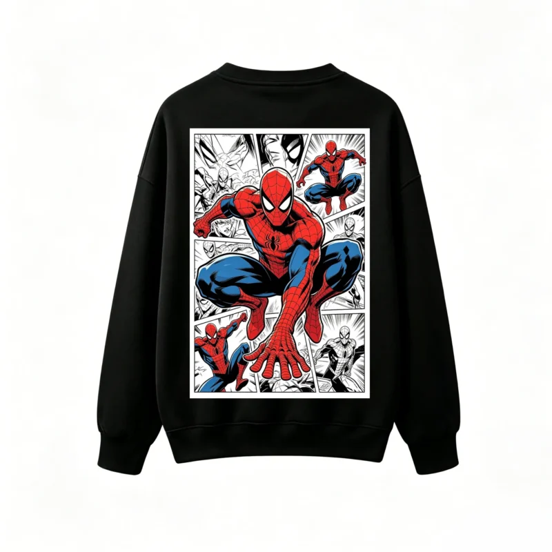 SUDADERA SIN CAPUCHA ESTAMPADO DOBLE DE SPIDER-MAN ESTILO CÓMIC AMERICANO
