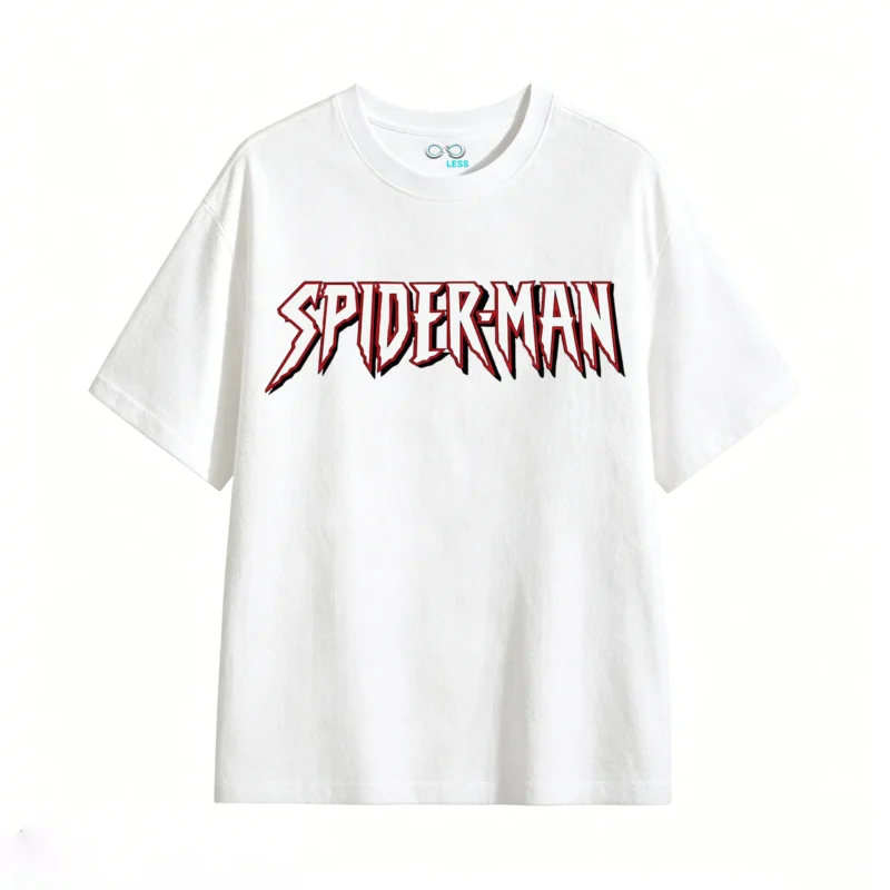 白t正面展示 CAMISETA MANGA CORTA SPIDER-MAN | DOBLE IMPRESIÓN TRAZO DE CÓMIC