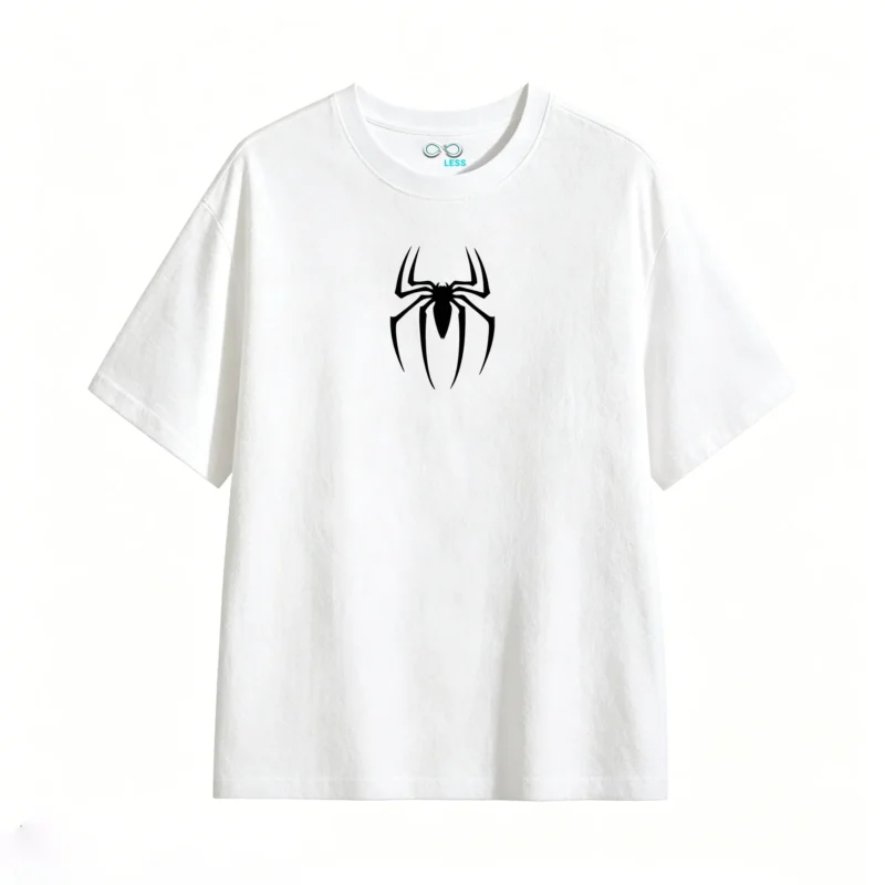 白t正面展示 CAMISETA CON ESTAMPADO DOBLE DE SPIDER-MAN EN ESTILO COMIC AMERICANO