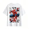 白t背面展示 CAMISETA CON ESTAMPADO DOBLE DE SPIDER-MAN EN ESTILO COMIC AMERICANO