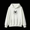 连帽白正面展示 SUDADERA CAPUCHA SPIDER-MAN CÓMIC ESTAMPADO DOBLE