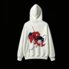 连帽白背面展示 BUZO CON CAPUCHA UNISEX SPIDERMAN, ESTAMPADO DOBLE FRENTE Y ESPALDA, ESTILO CÓMIC VINTAGE