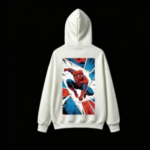 BUZO CON CAPUCHA UNISEX SPIDERMAN, ESTAMPADO DOBLE, ESTILO CÓMIC AMERICANO