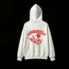 连帽白背面展示 BUZO CON CAPUCHA UNISEX SPIDERMAN, ESTAMPADO FRENTE Y ESPALDA EFECTO VINTAGE