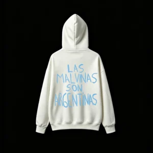 BUZO CON CAPUCHA DOBLE ESTAMPADO LAS MALVINAS SON ARGENTINAS UNISEX