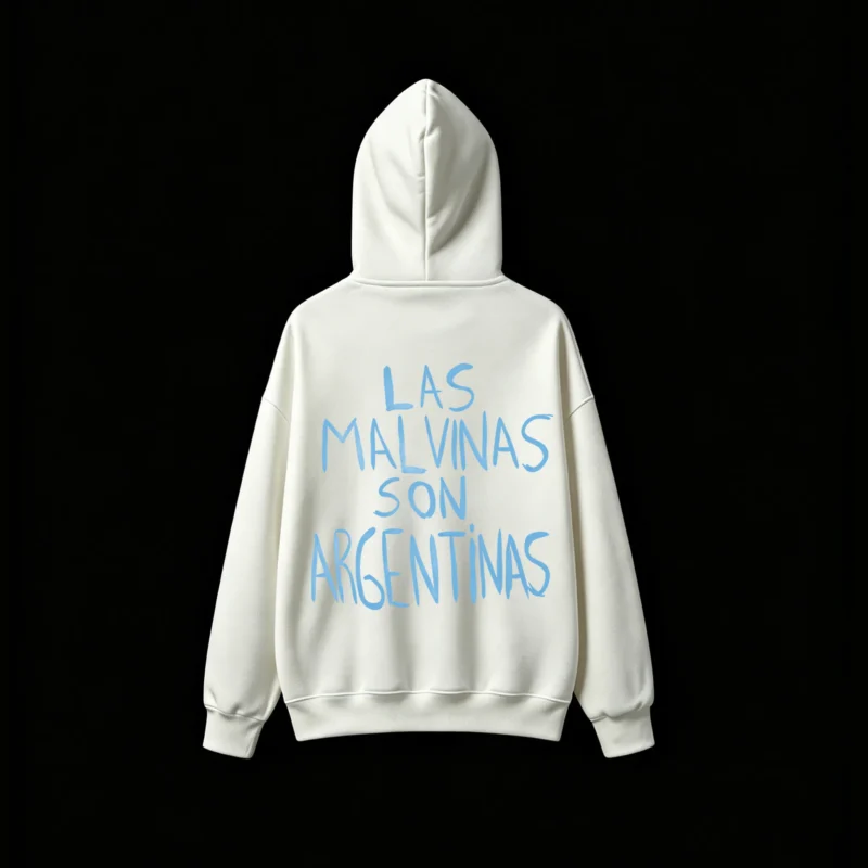 BUZO CON CAPUCHA DOBLE ESTAMPADO LAS MALVINAS SON ARGENTINAS UNISEX