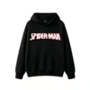 连帽黑正面展示 BUZO CON CAPUCHA UNISEX SPIDER-MAN DOBLE ESTAMPADO CÓMIC RETRO CIUDAD