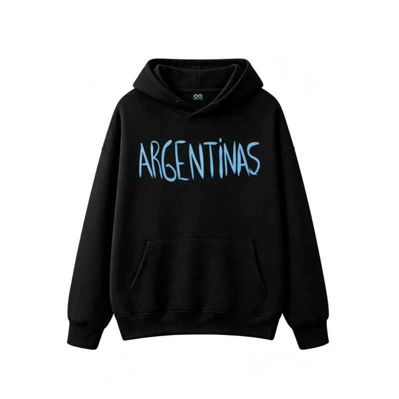 BUZO CON CAPUCHA DOBLE ESTAMPADO LAS MALVINAS SON ARGENTINAS UNISEX