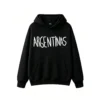 连帽黑正面展示 BUZO CON CAPUCHA UNISEX DOBLE ESTAMPADO LAS MALVINAS SON ARGENTINAS